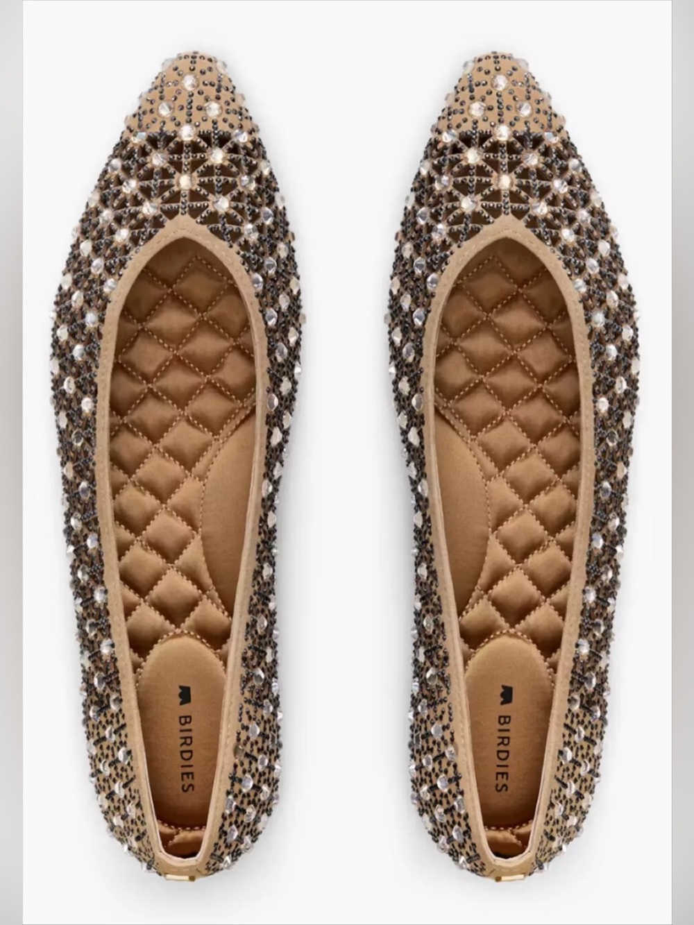 Birdies The Goldfinch Flats Quartz Crystal Suede Pointed Toe NEW